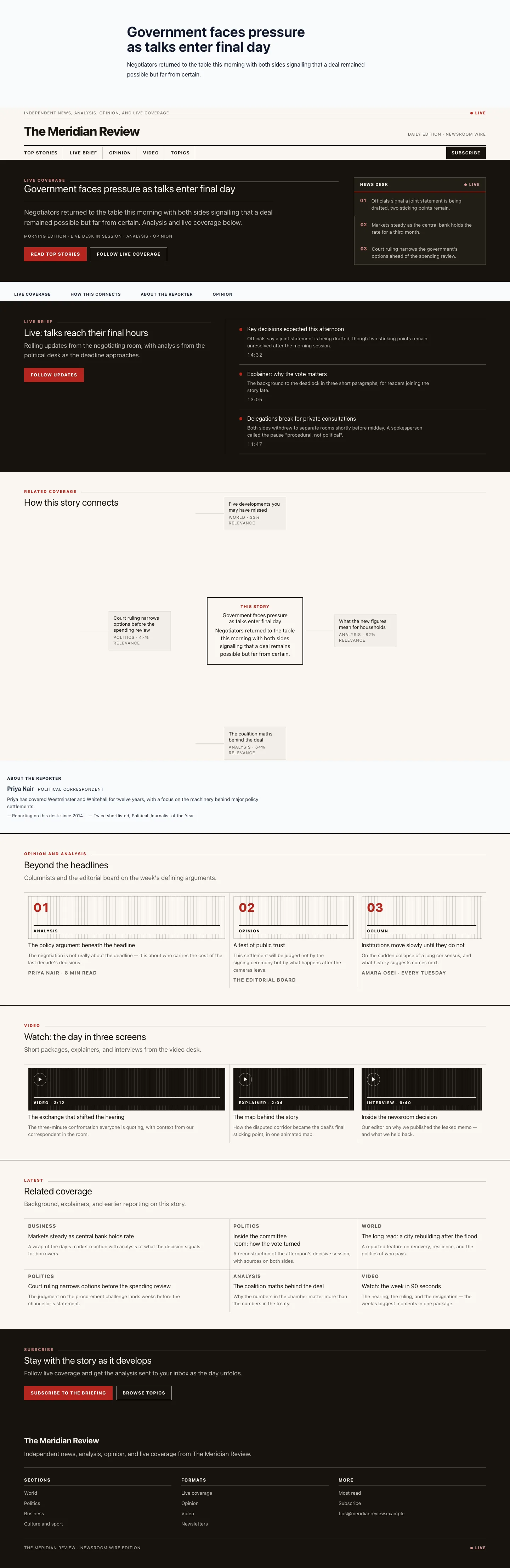 Editorial landing page preview