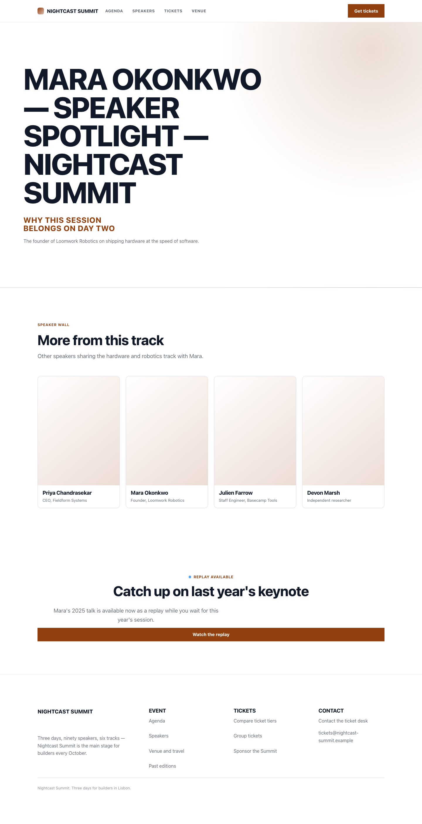 Events speaker detail page