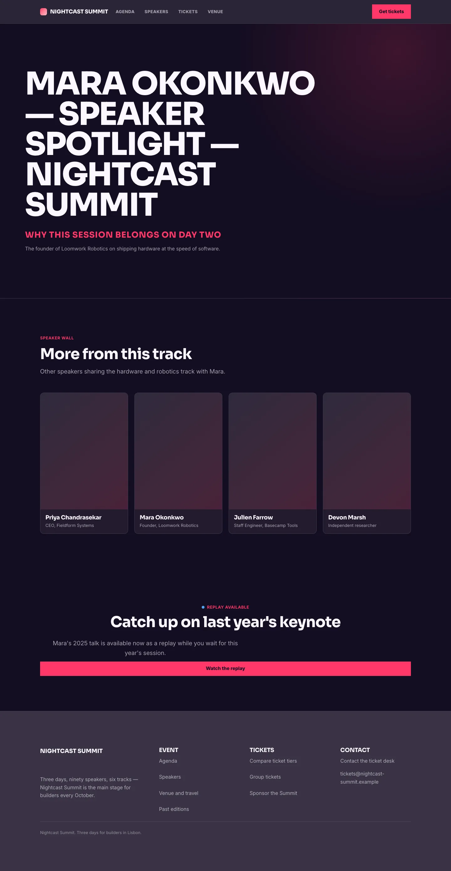 Events speaker detail page