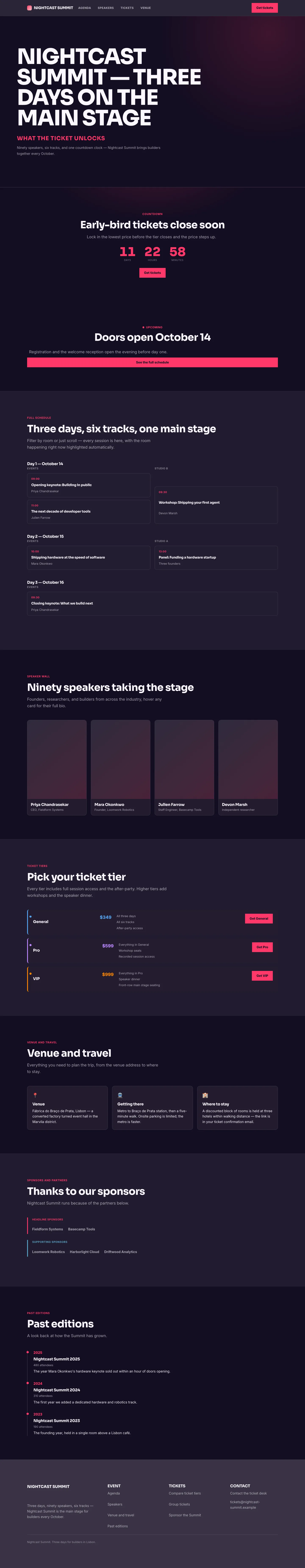Events conference homepage