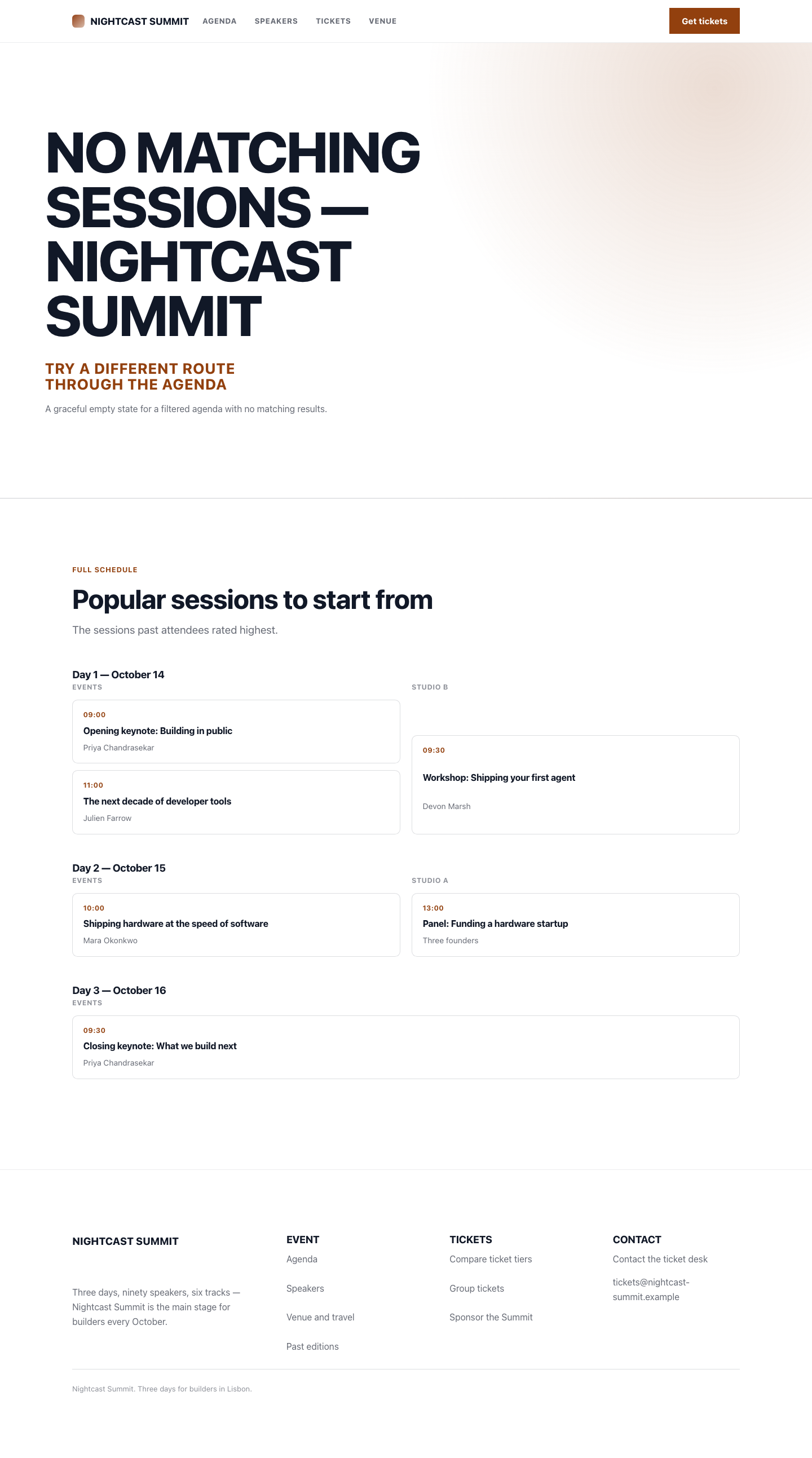 Events Search screenshot.