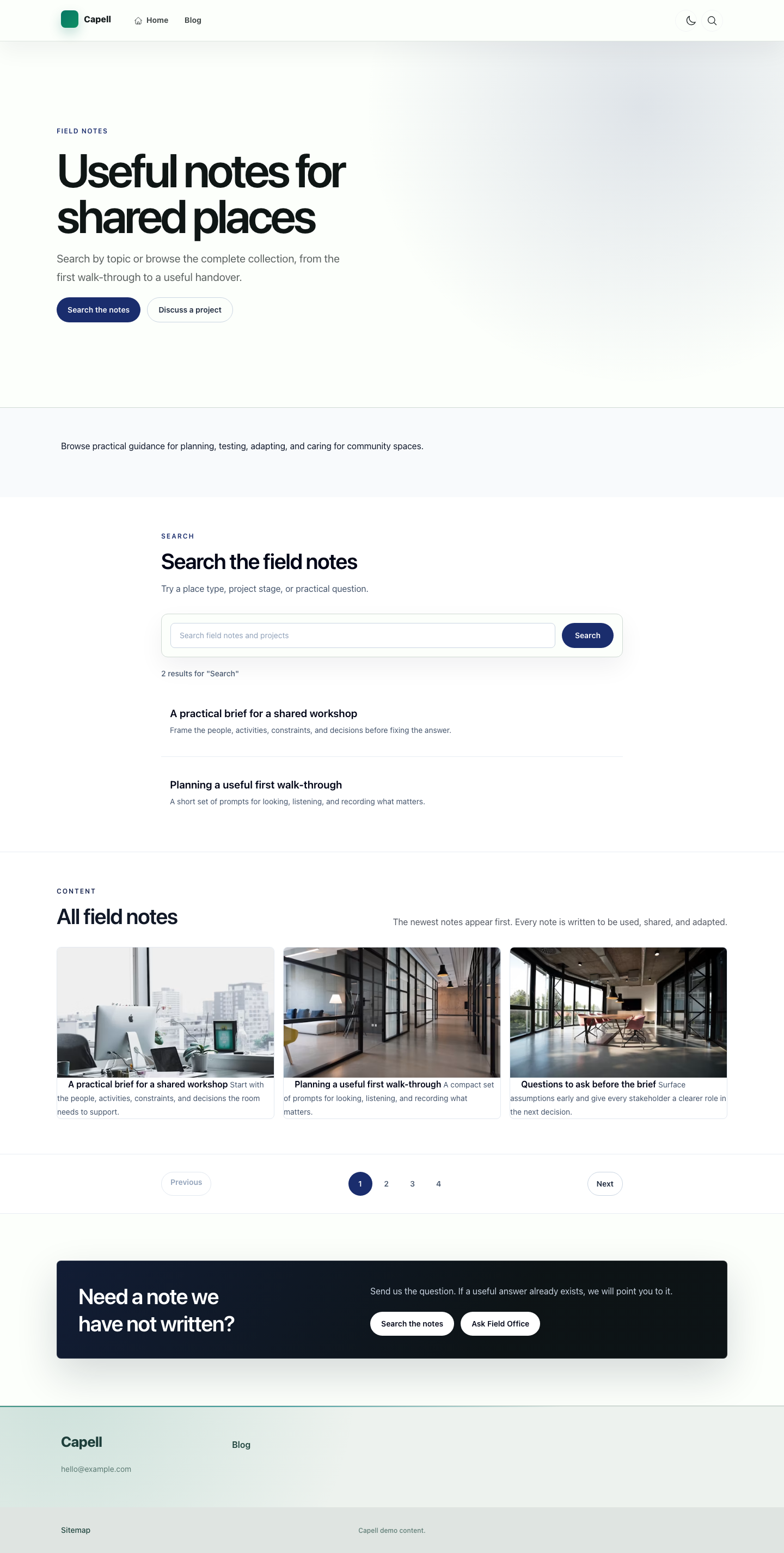 Foundation Theme directory listing with card grid and filtering rhythm.
