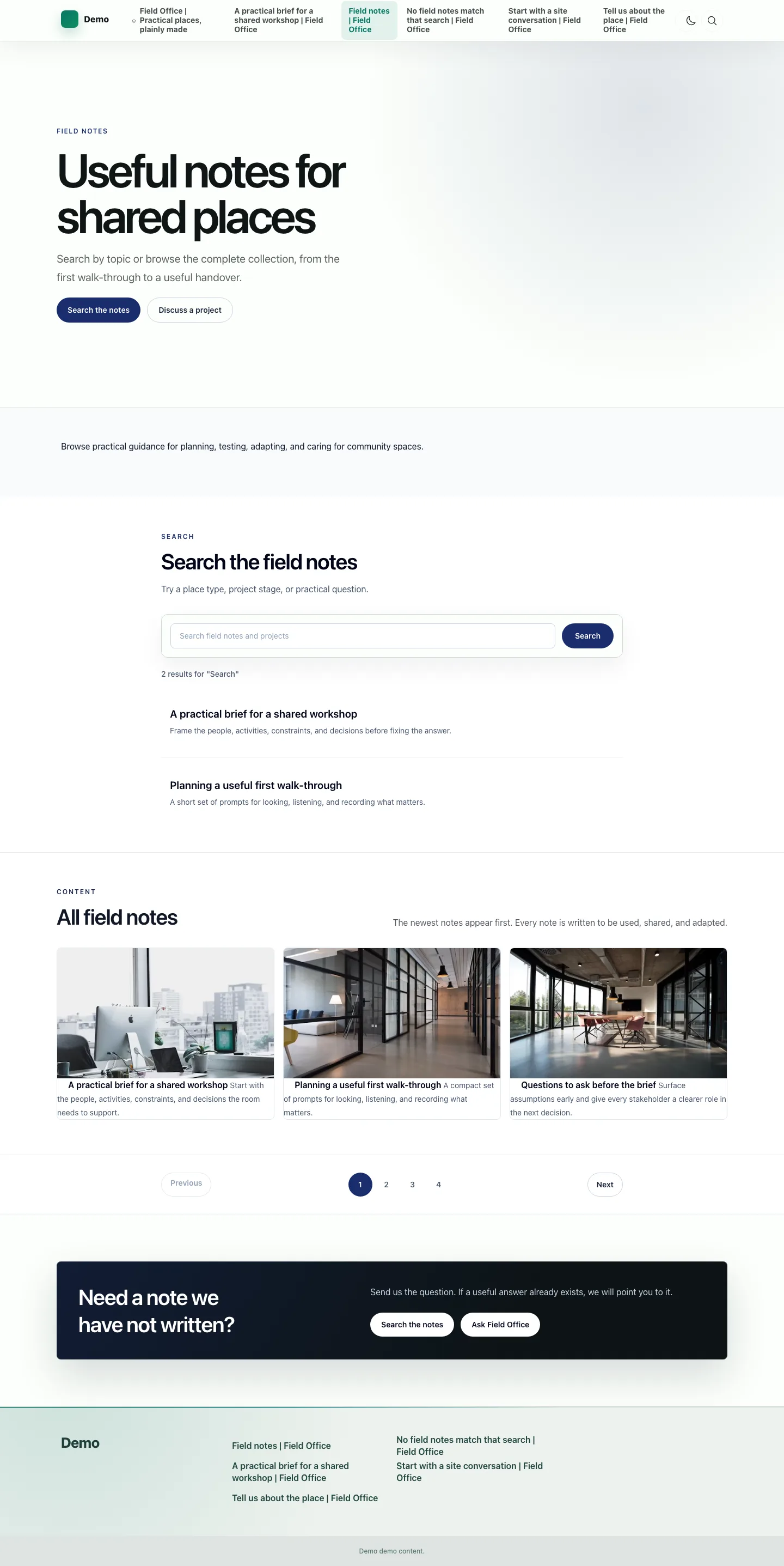 Foundation Theme directory listing with card grid and filtering rhythm.