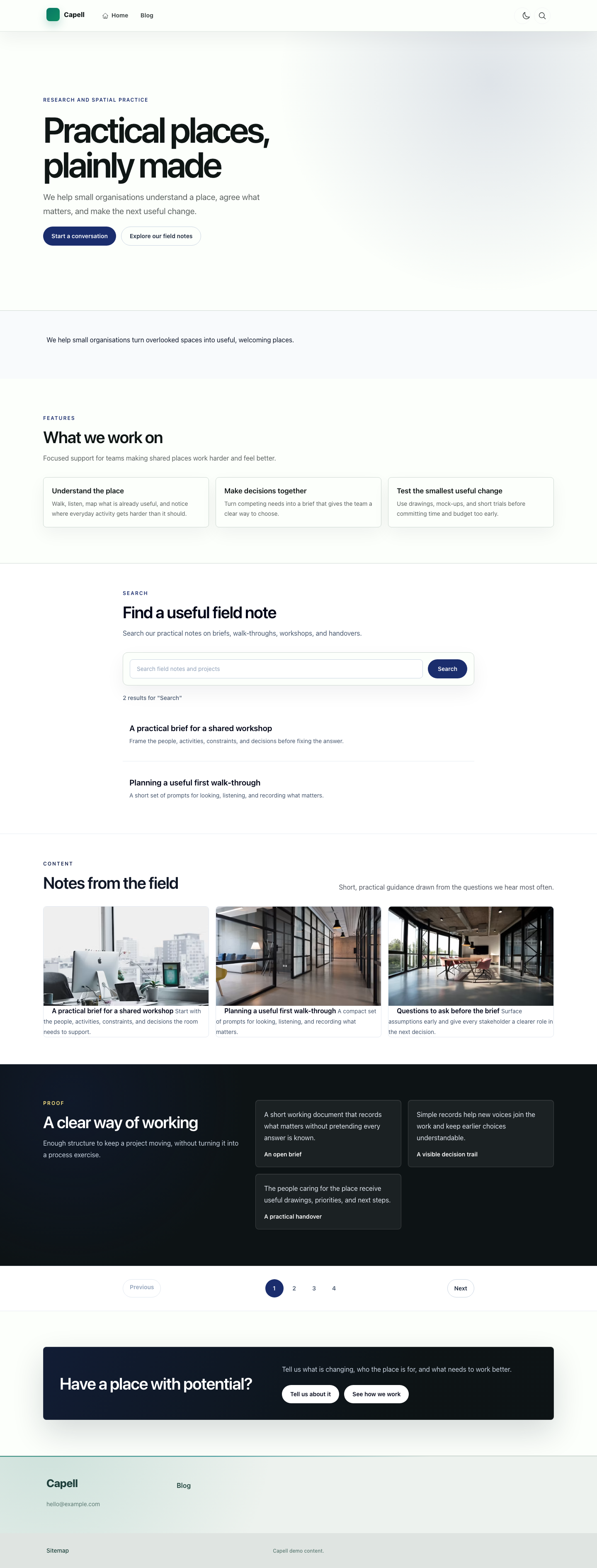 Foundation Theme homepage rendered as a Capell public page.