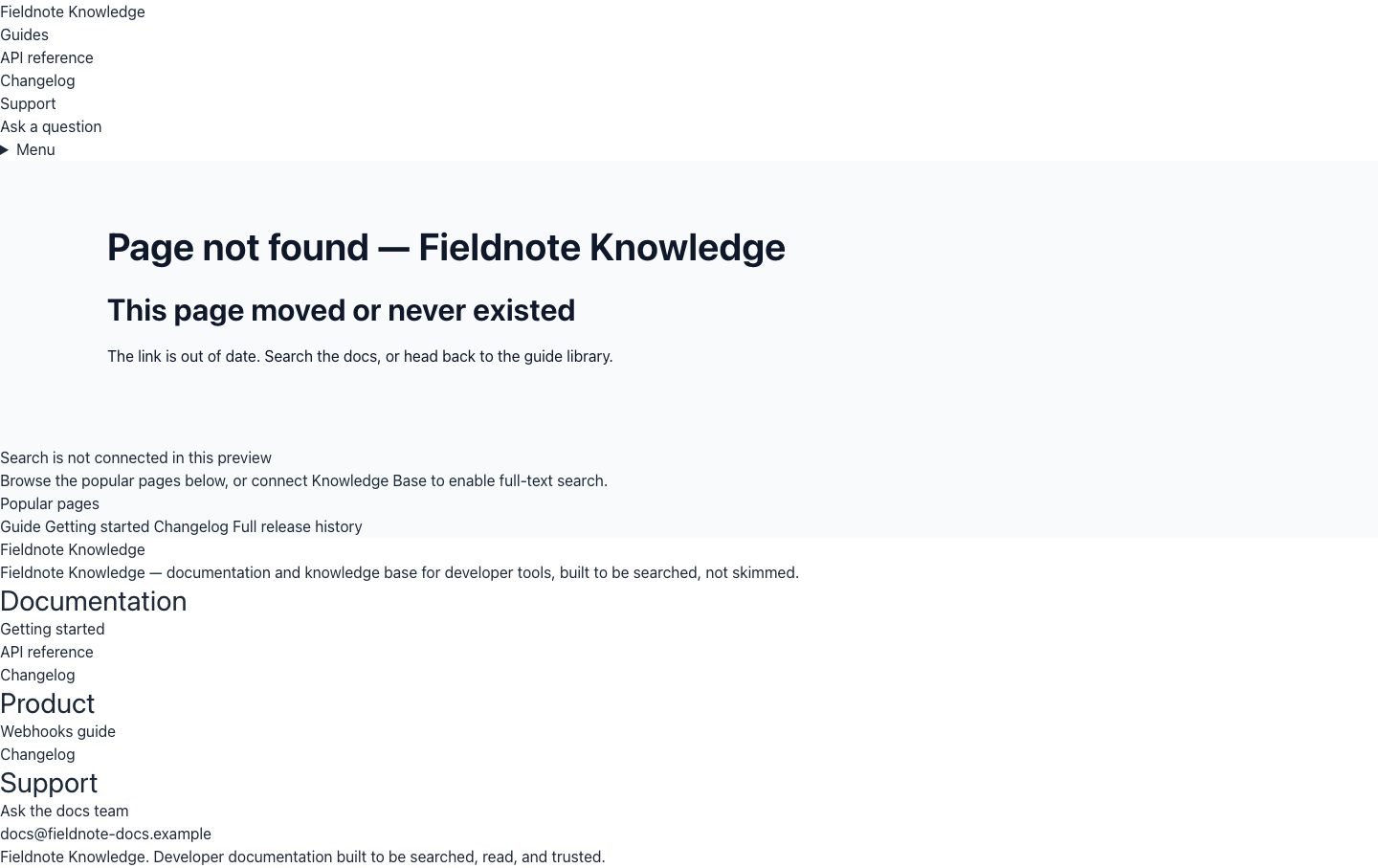 Knowledge Not Found screenshot.