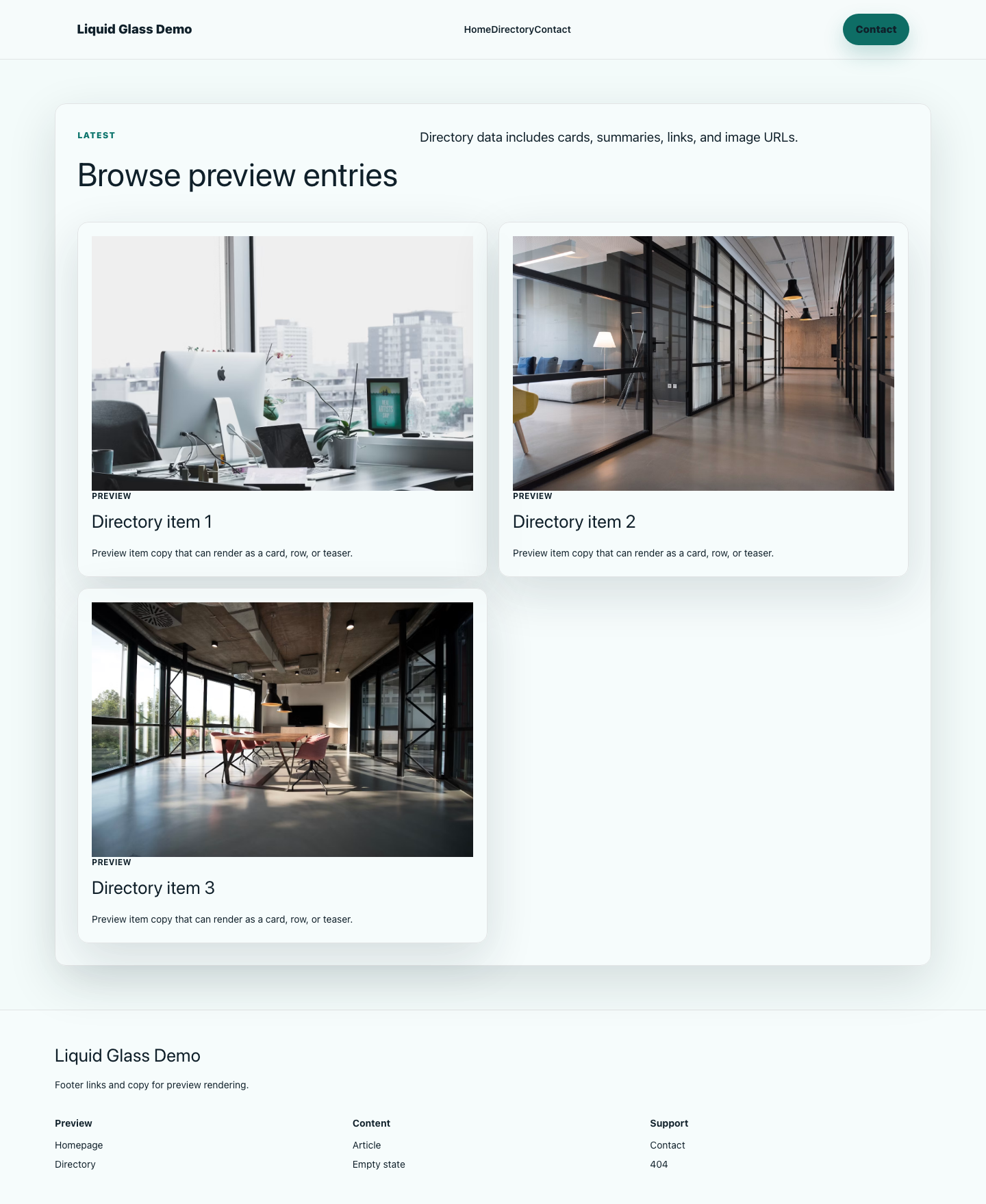 Liquid Glass Listing screenshot.