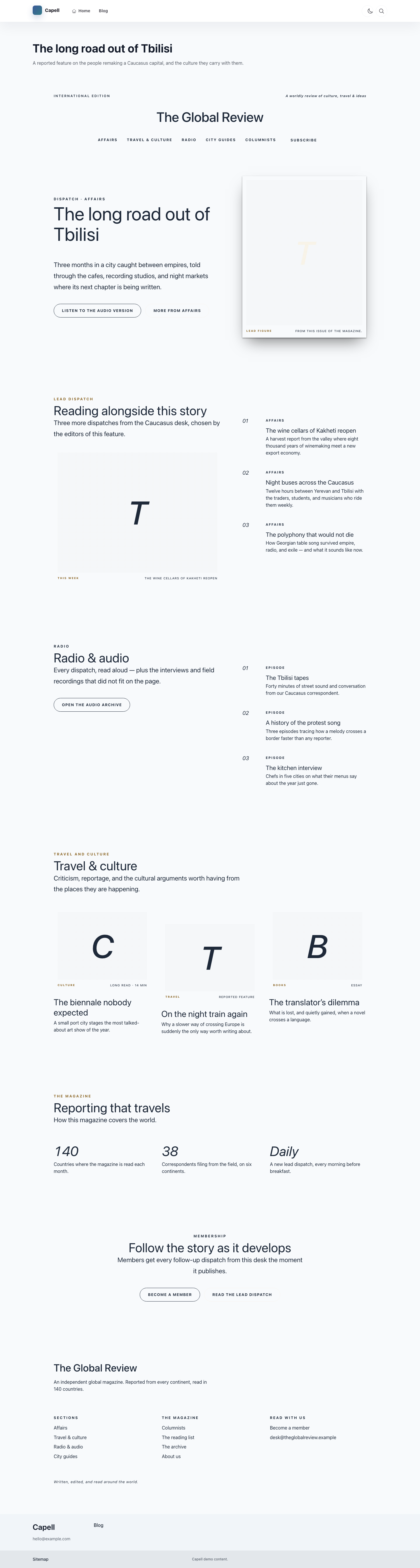 Magazine landing page preview