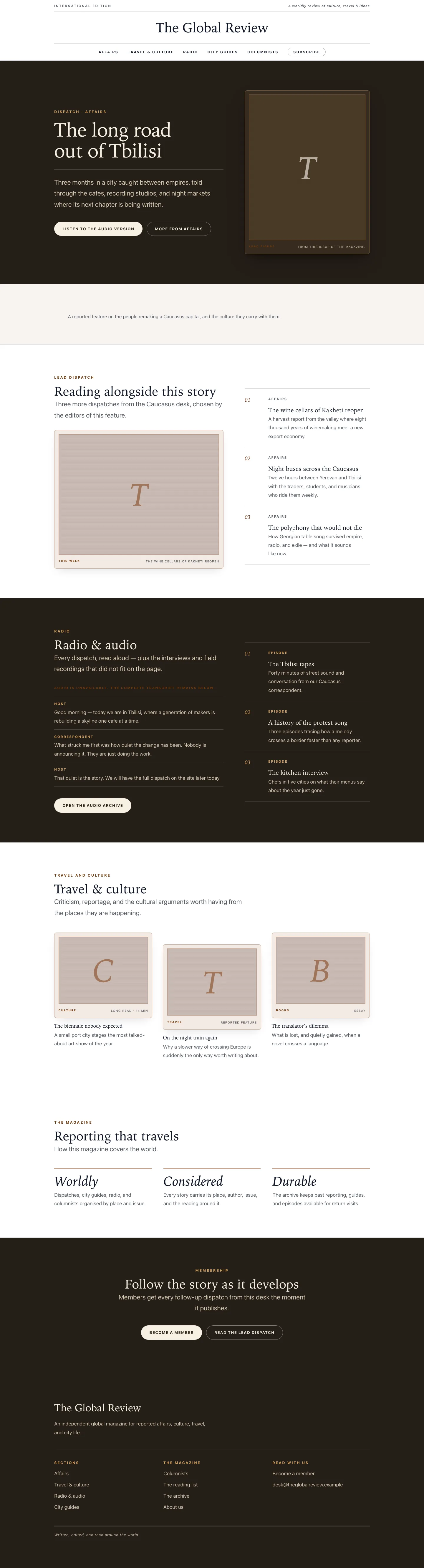 Magazine landing page preview