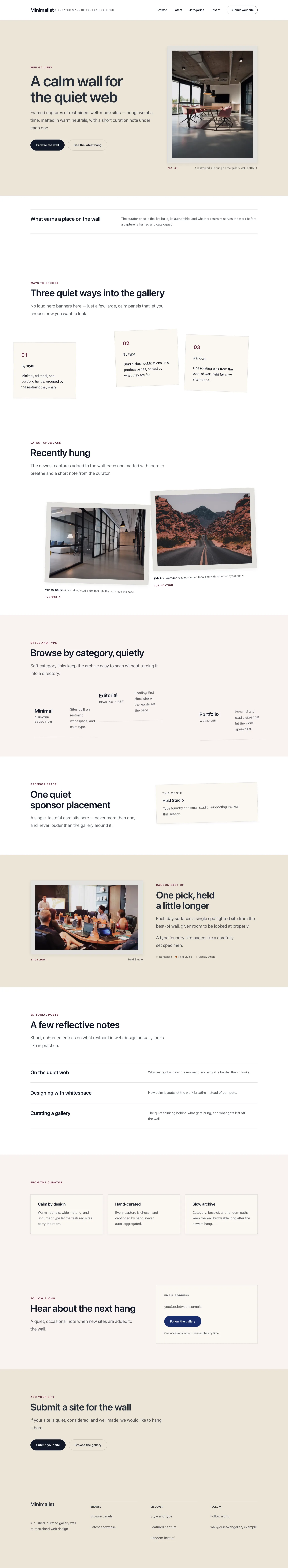 Minimalist homepage preview