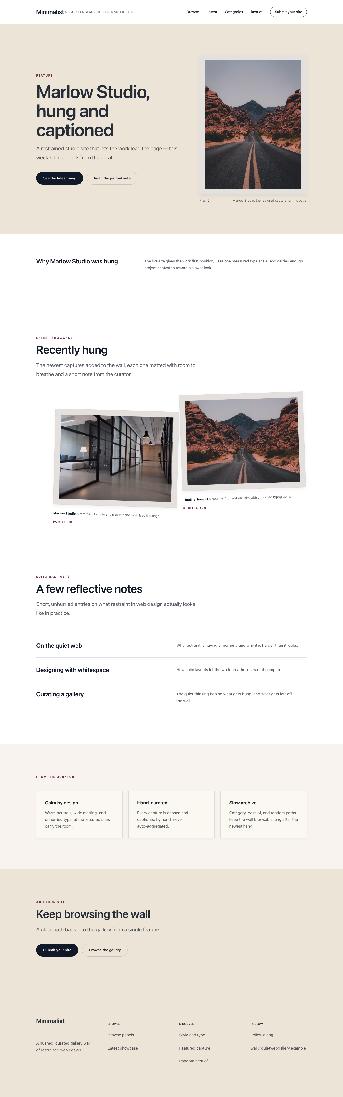 Minimalist landing page preview