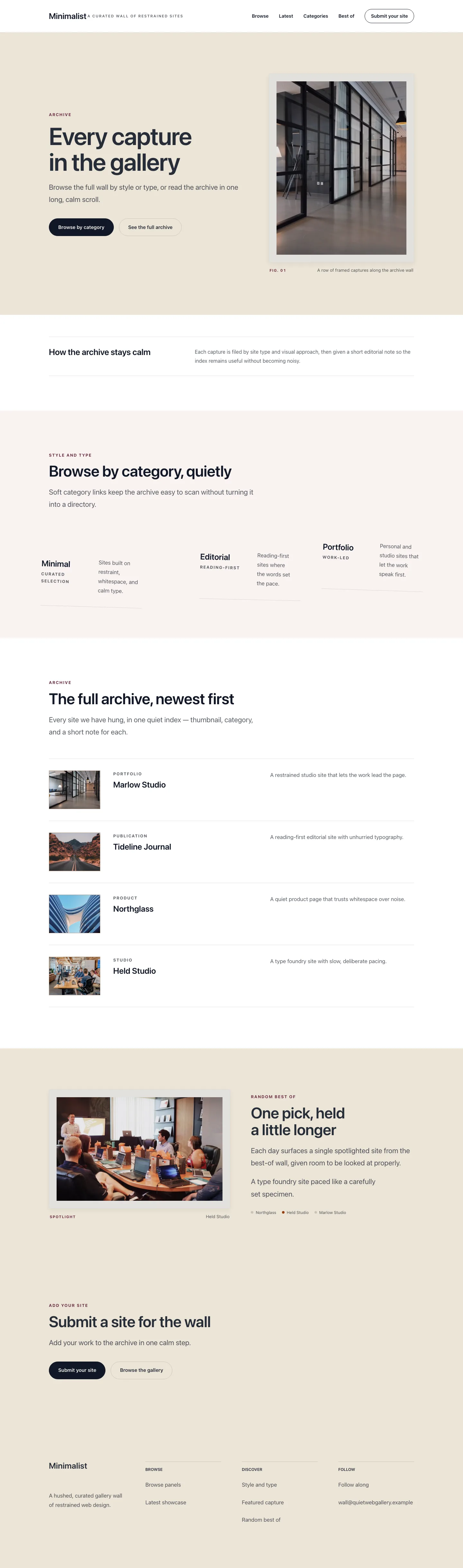Minimalist list page preview