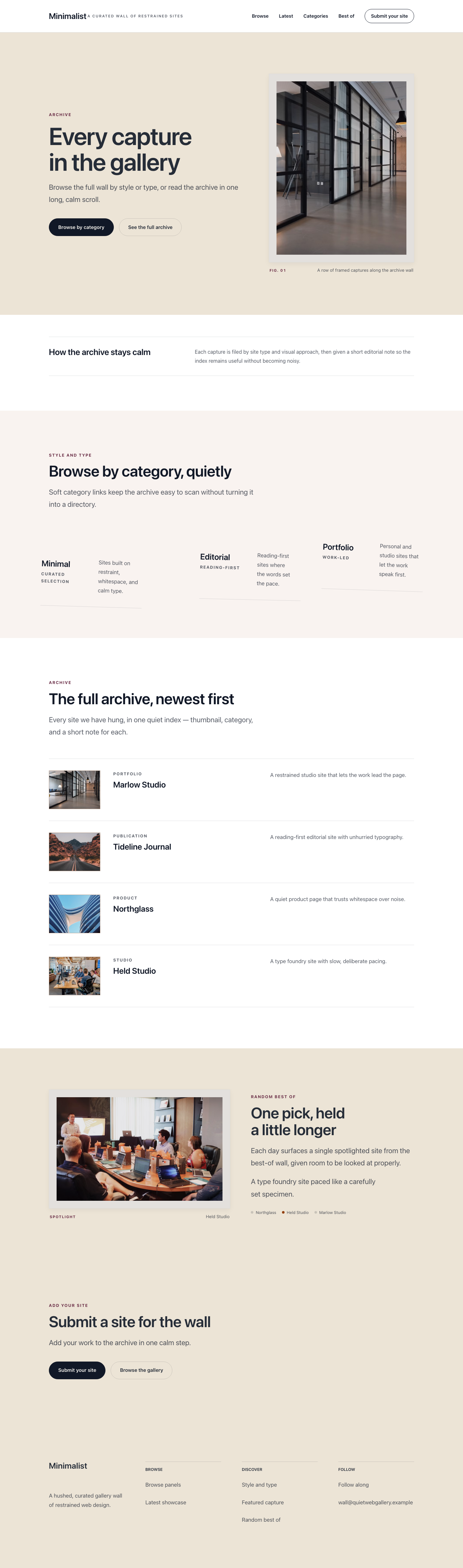 Minimalist list page preview