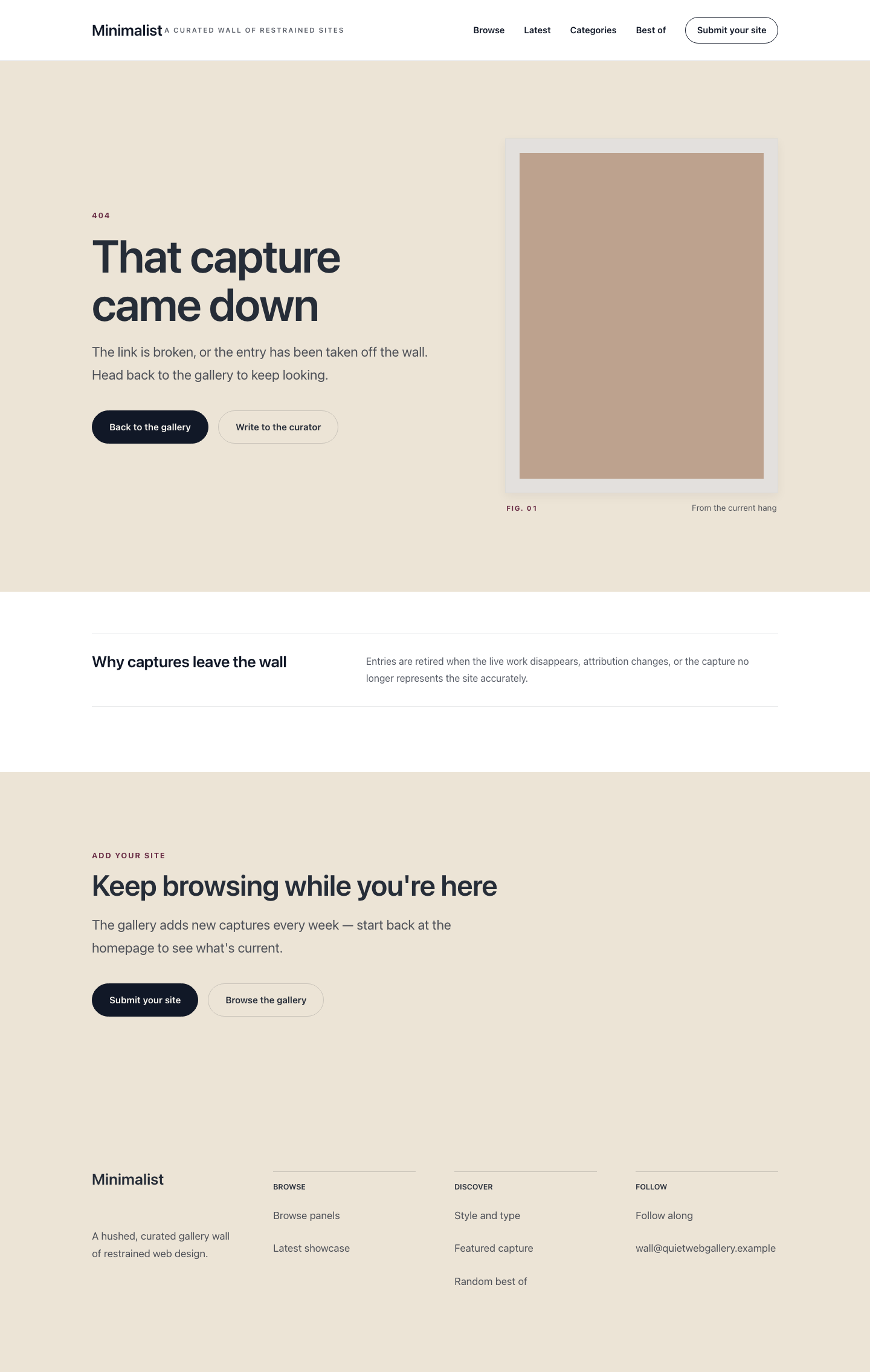 Minimalist Not Found screenshot.