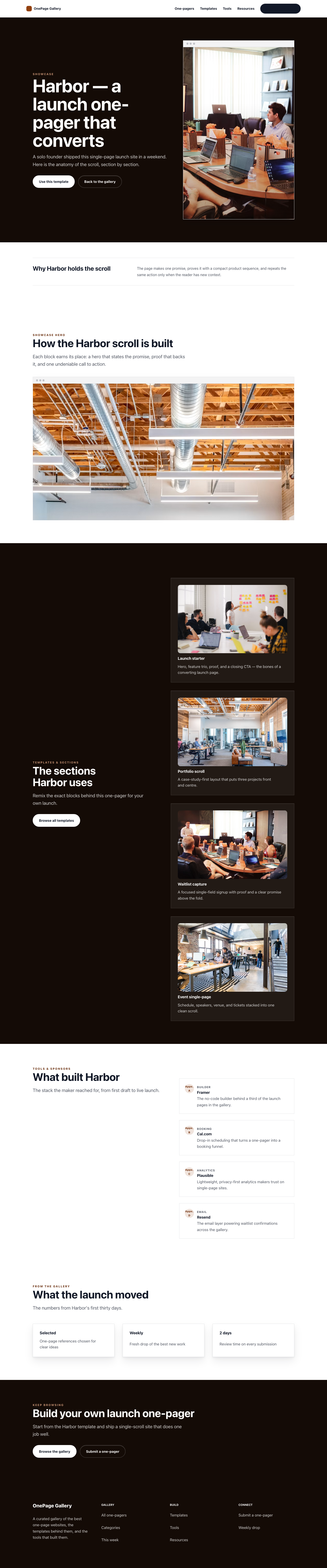 Onepage landing page preview