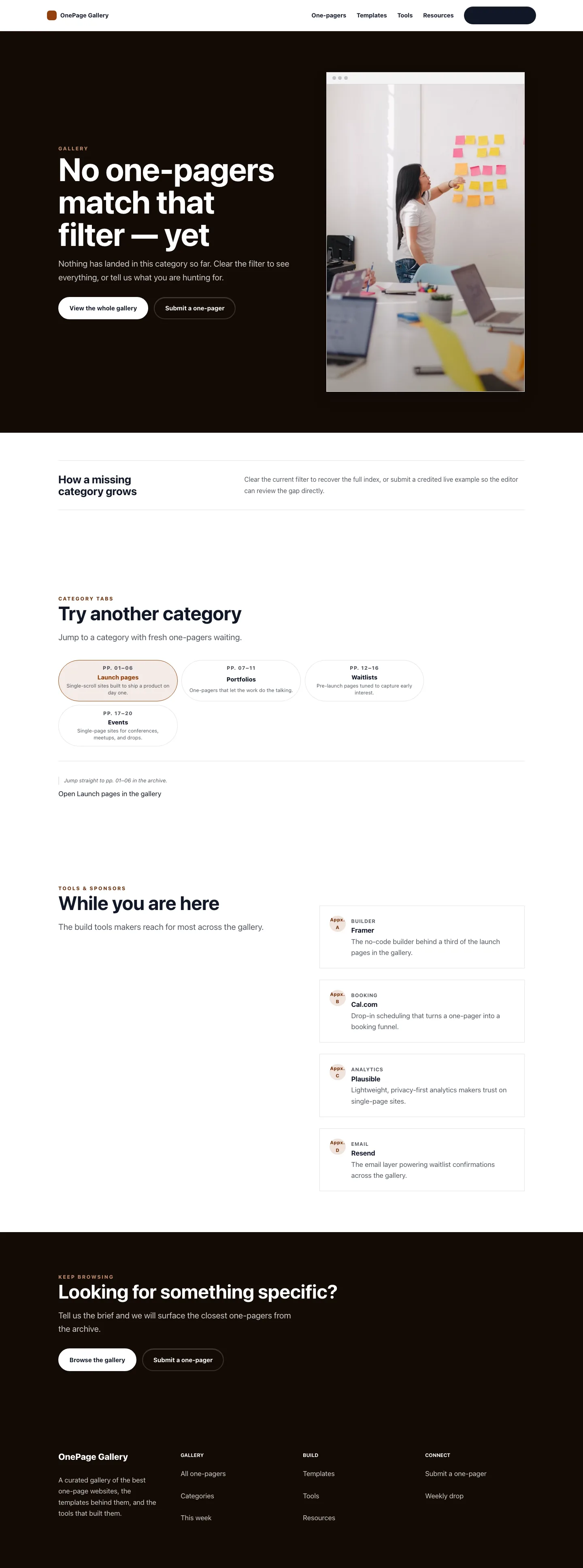 Onepage search results preview
