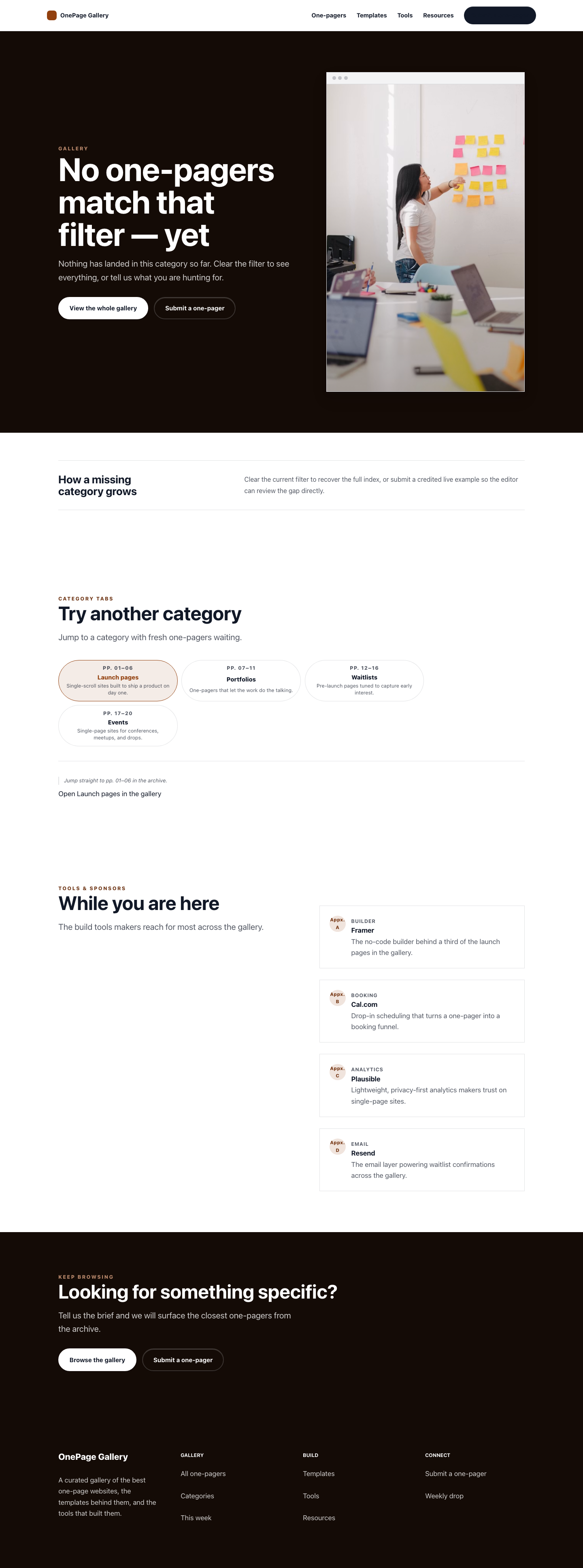 Onepage search results preview