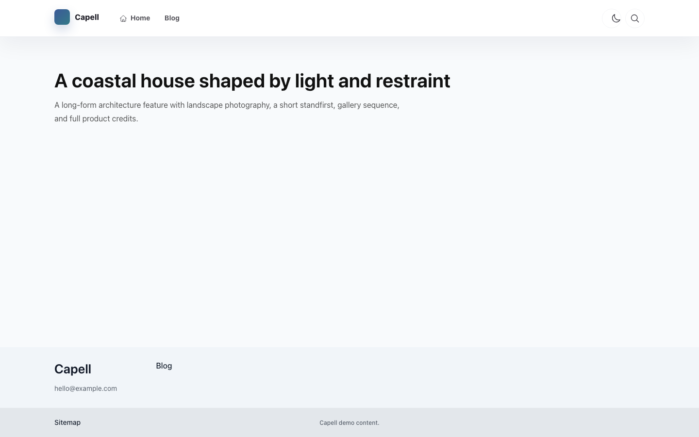 Photography landing page preview