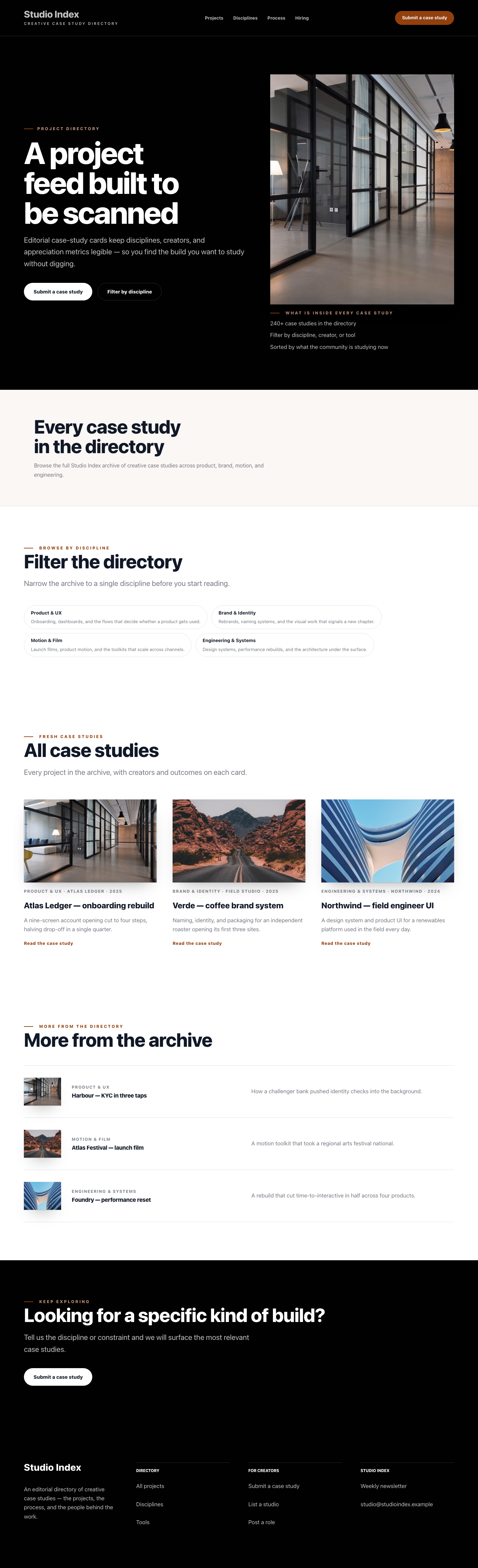Portfolio list page preview