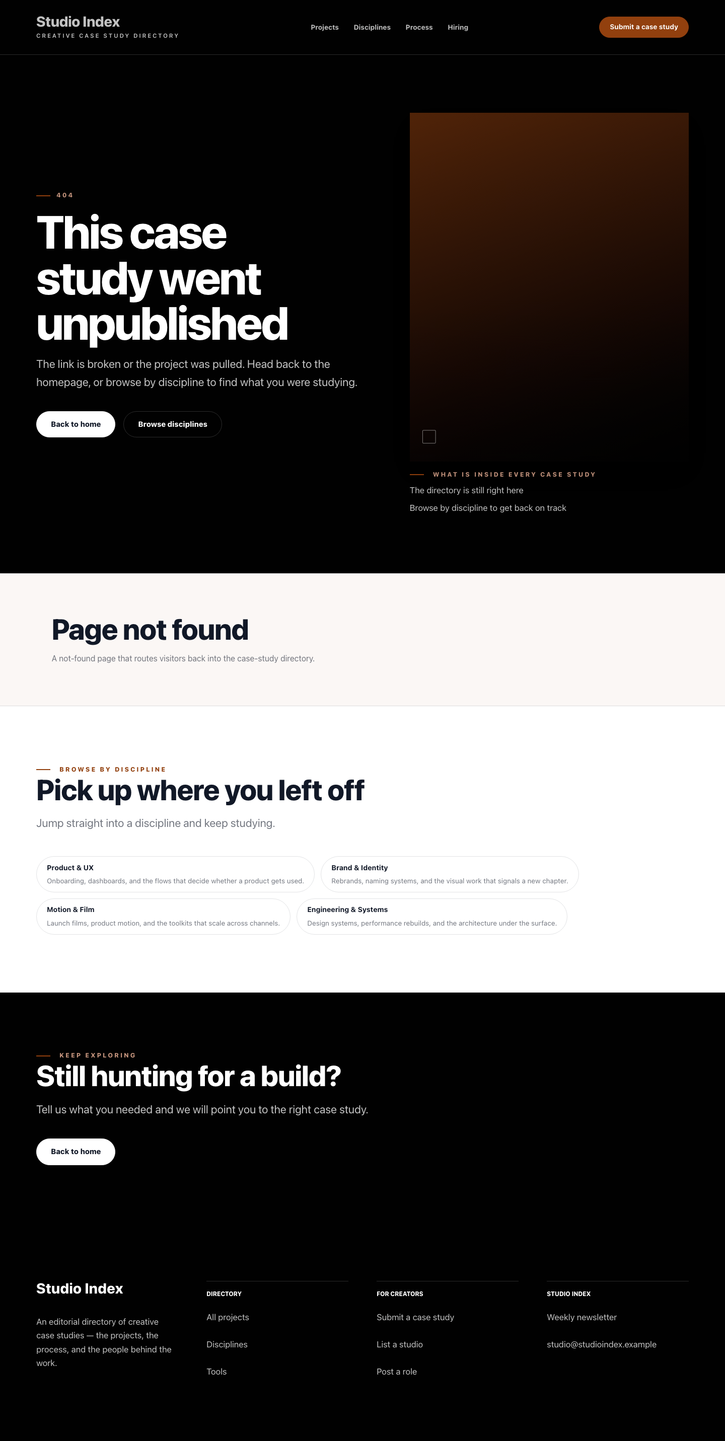 Portfolio Not Found screenshot.