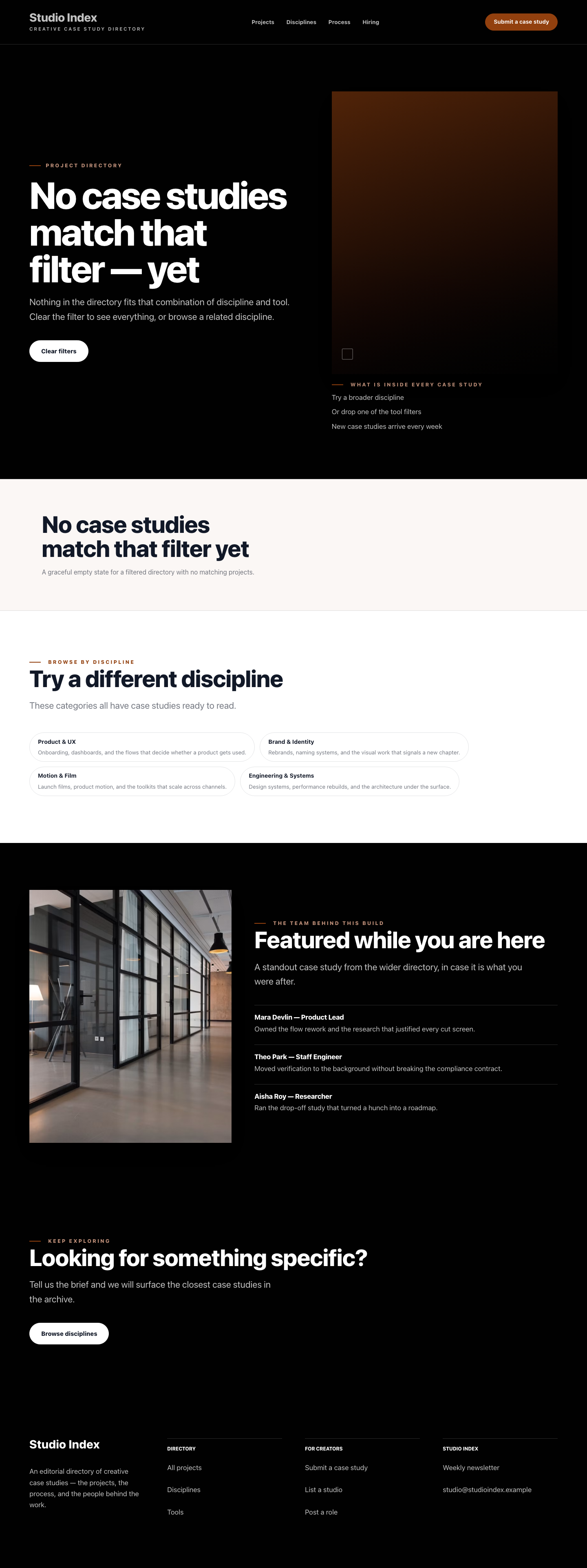 Portfolio search results preview