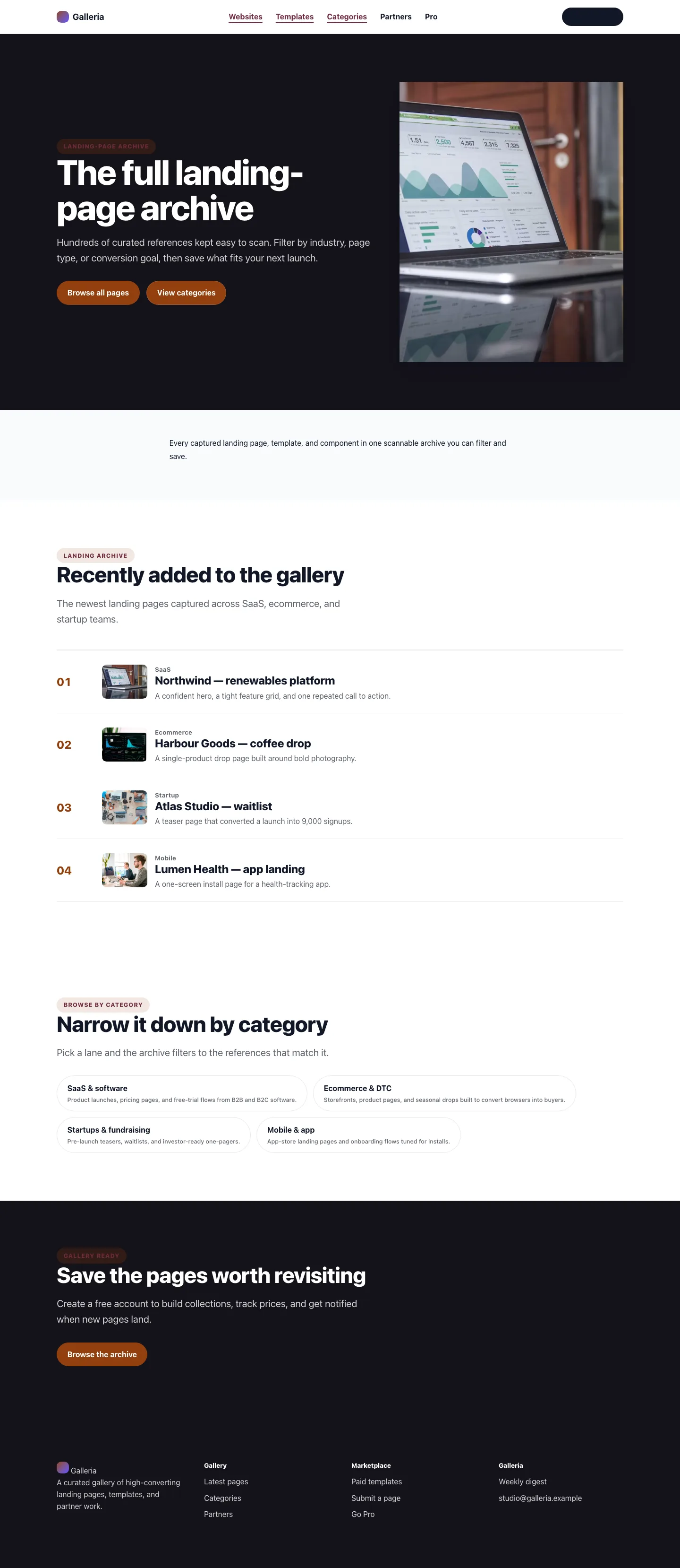 SaaS list page preview