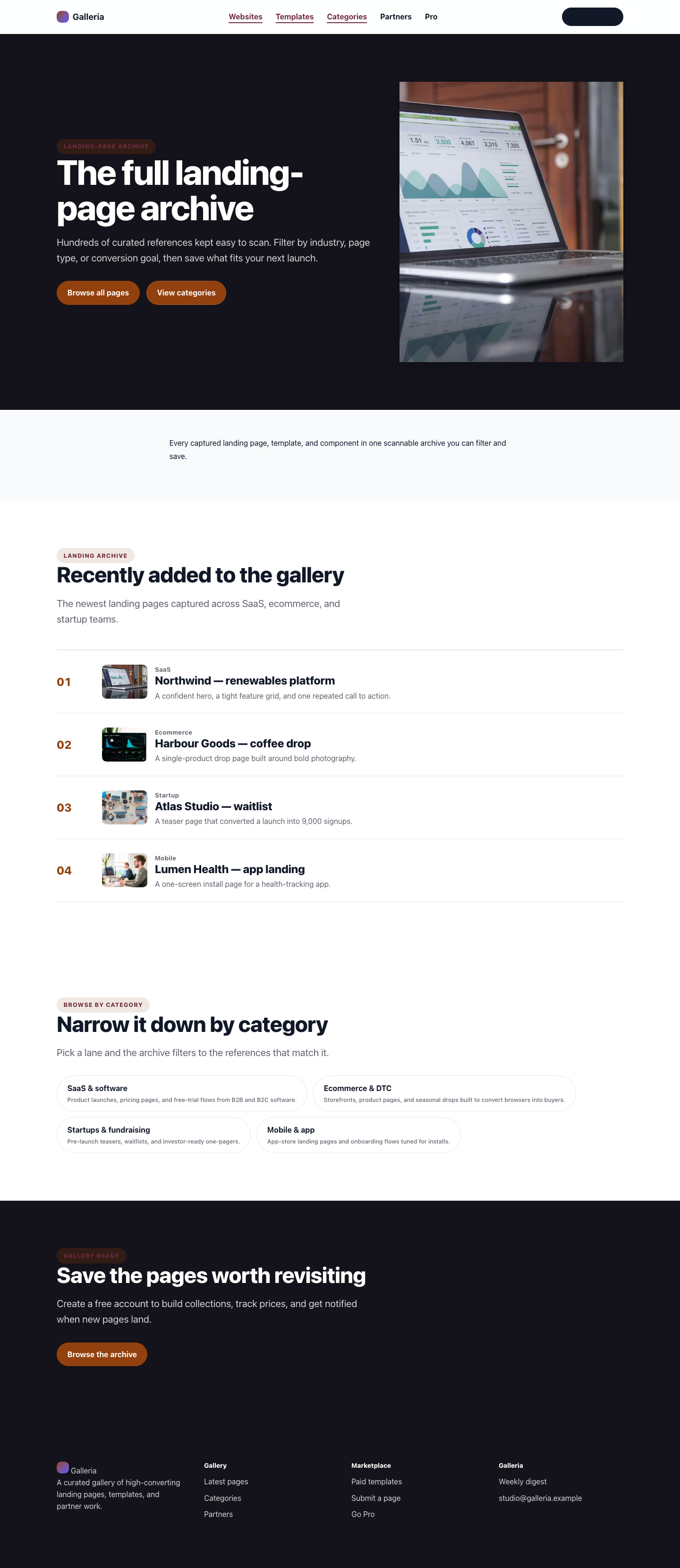 SaaS list page preview
