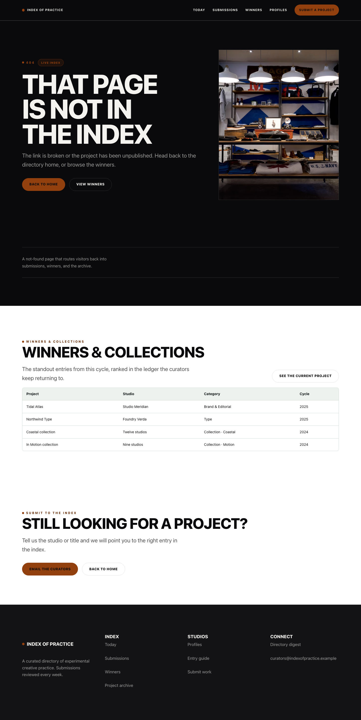Submissions Not Found screenshot.