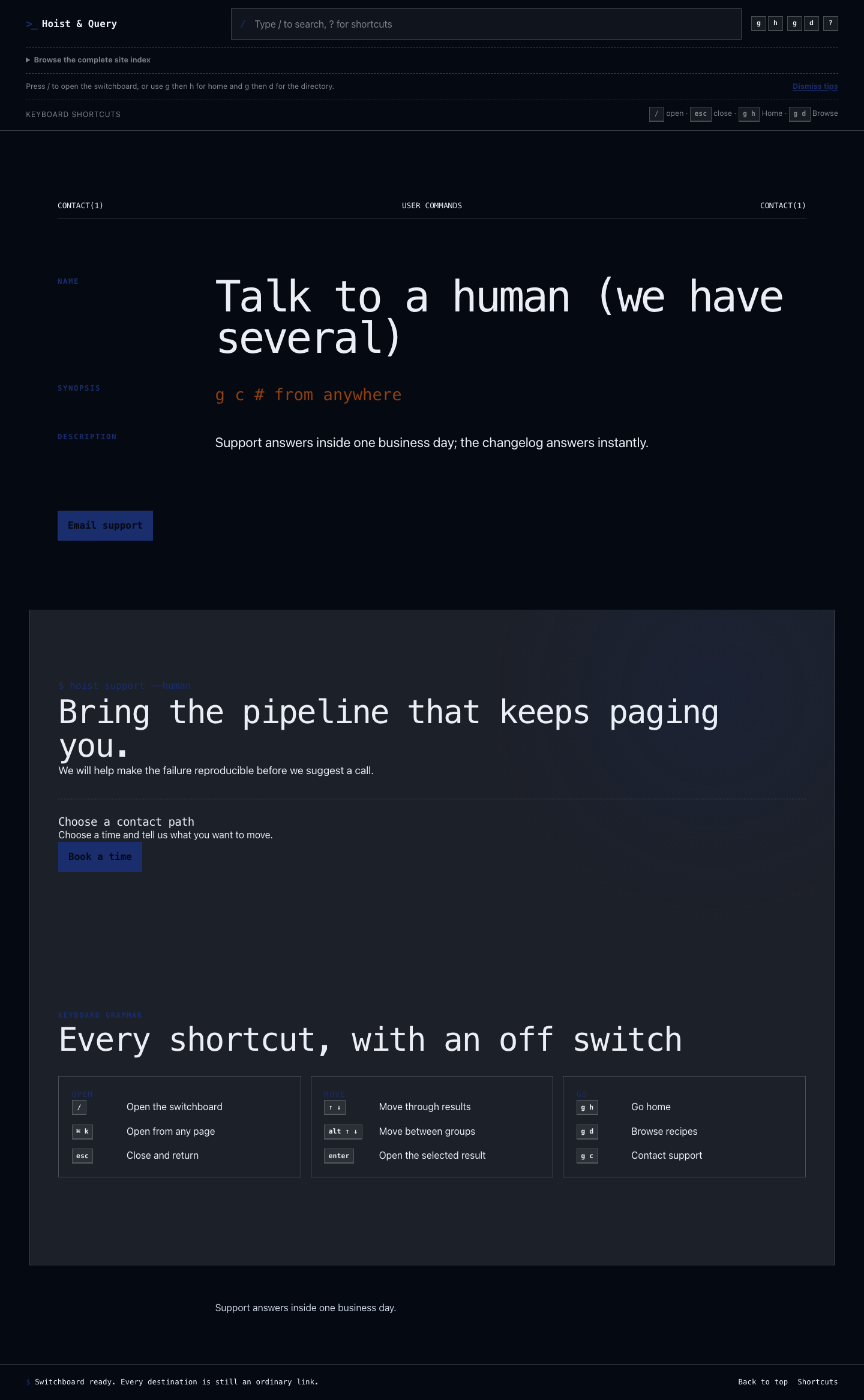 Switchboard Contact screenshot.