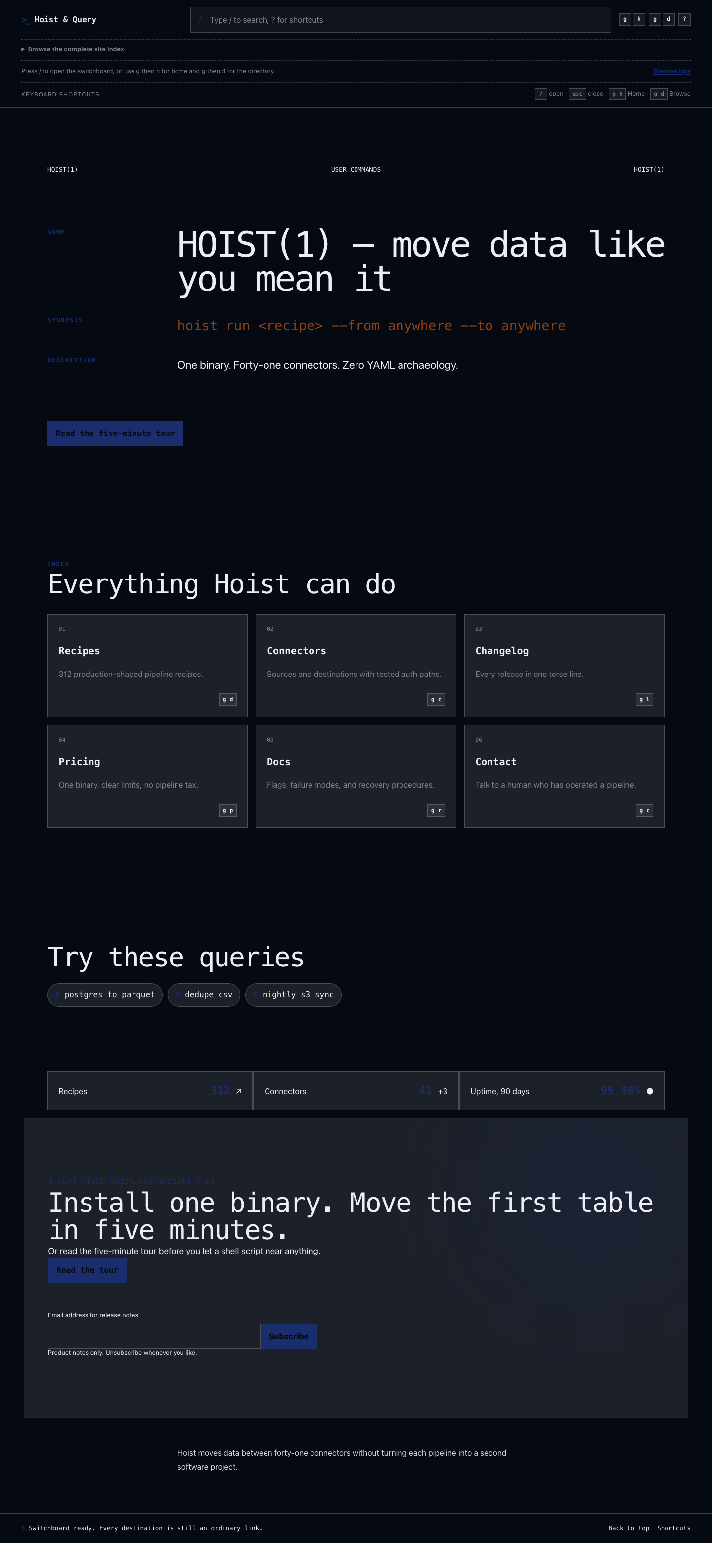Switchboard Homepage screenshot.