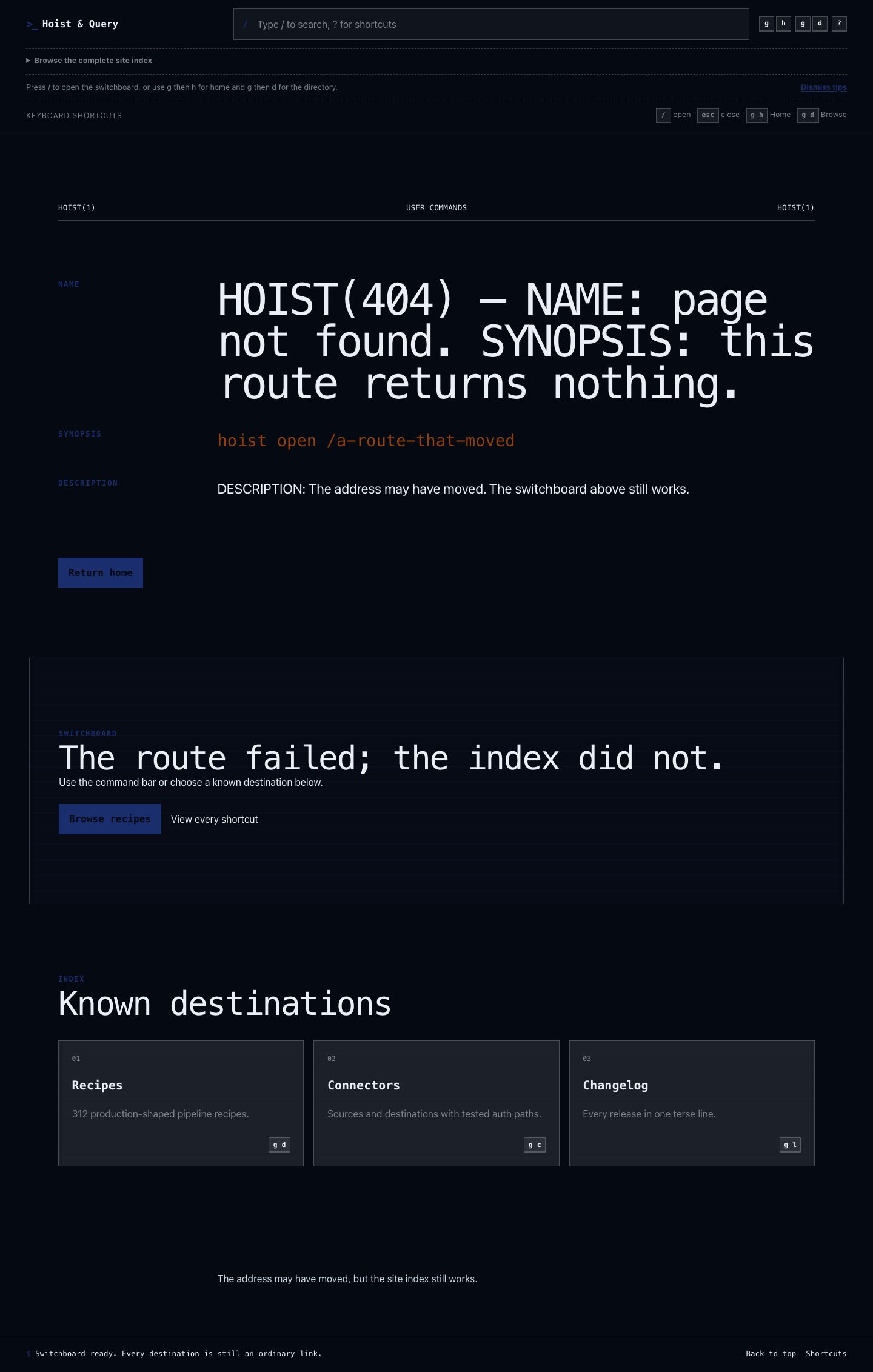Switchboard Not Found screenshot.