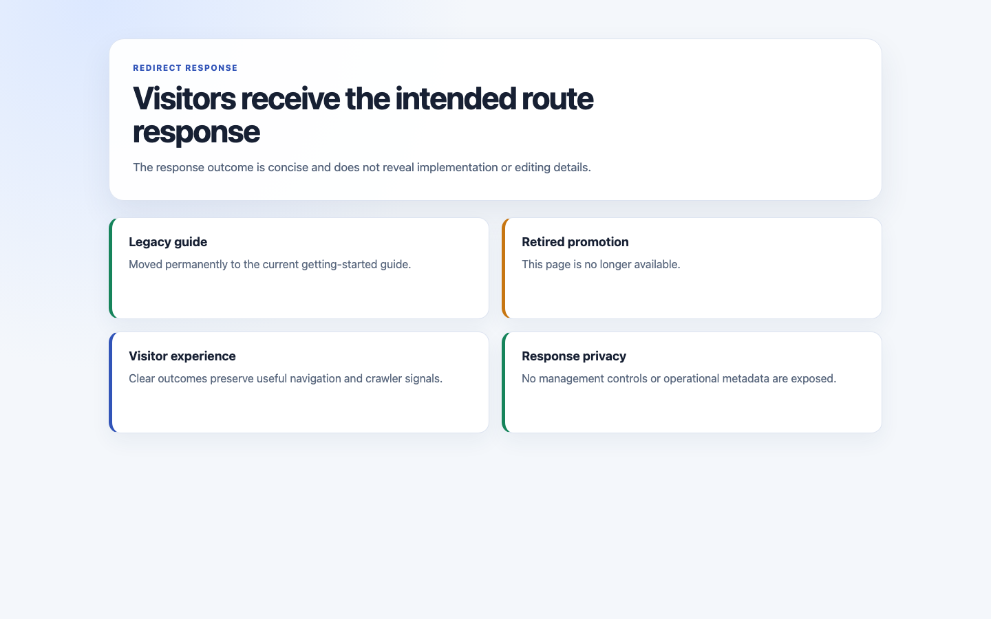 Public Redirect And Gone Output screenshot.