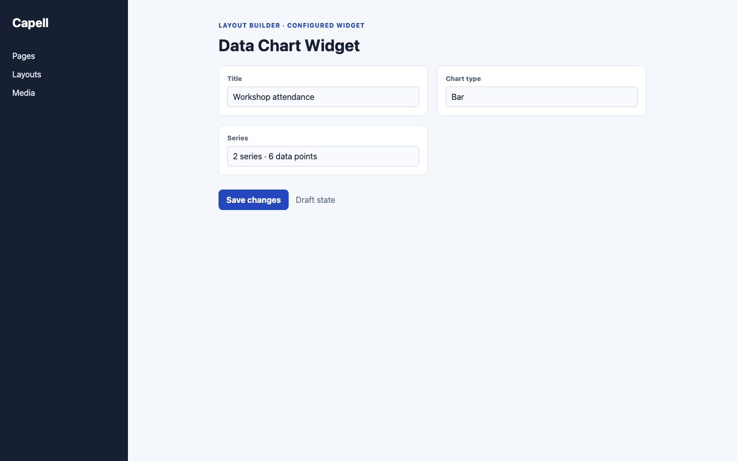 Data Chart Layout Builder Editor screenshot.