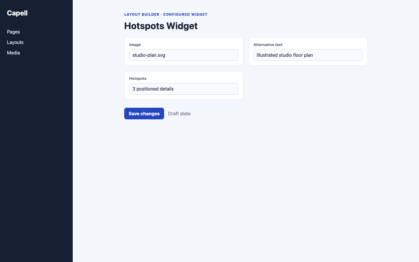 Hotspots Layout Builder Editor screenshot.
