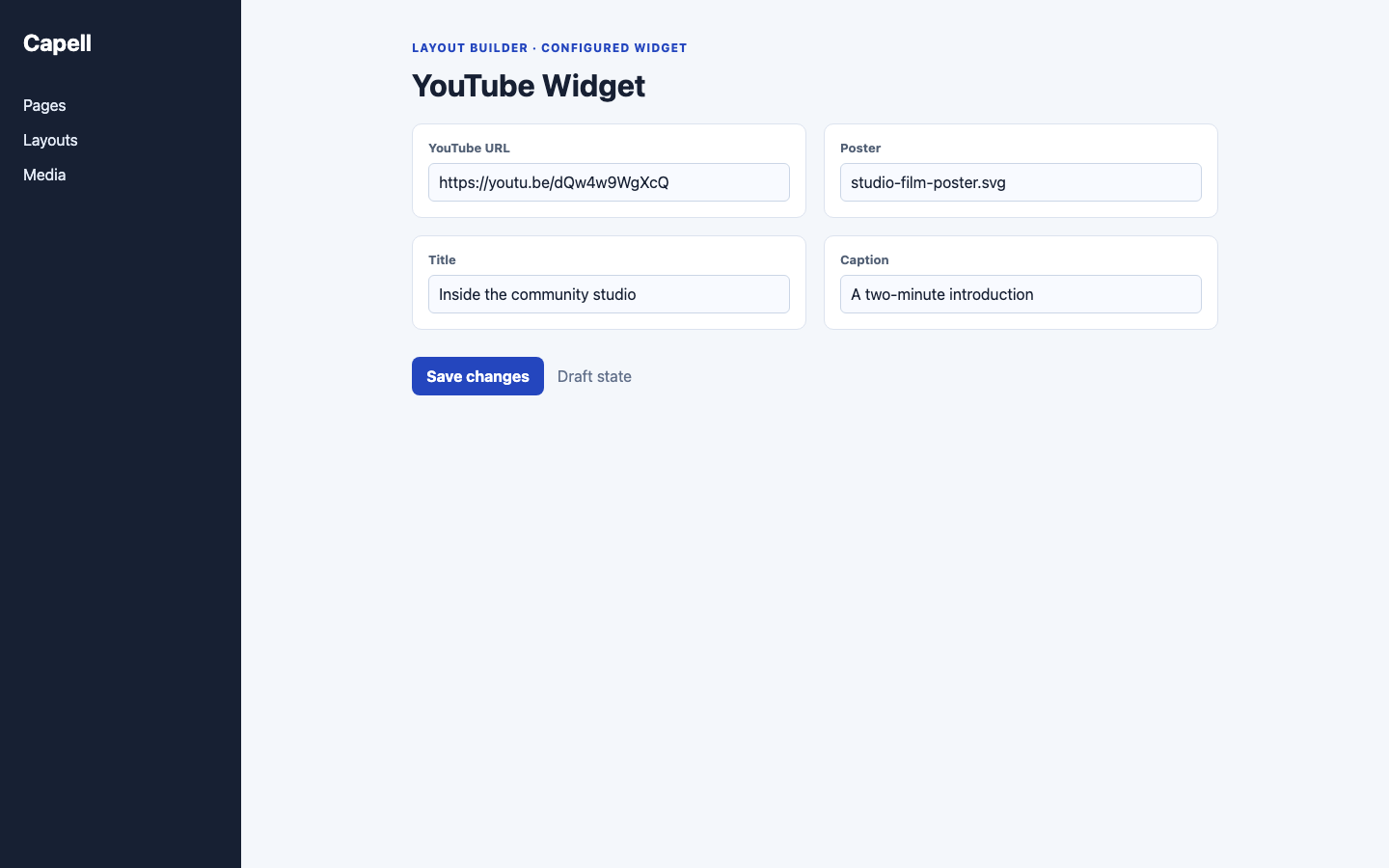 Youtube Layout Builder Editor screenshot.